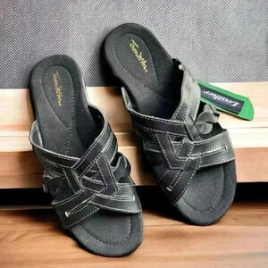 THOM McAn NEW With Tags Willia Size 6 Medium Black Leather Open-toed Samdal